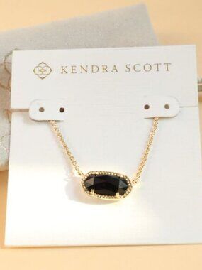 NEW Kendra Scott Elisa Gold Black Opaque Glass Necklace